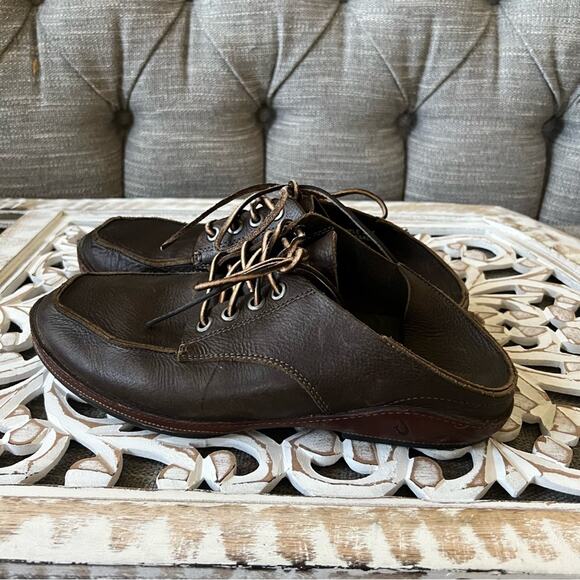 Olukai Men’s Brown Leather Oxford Boat Loafers Shoes 10 main image 5